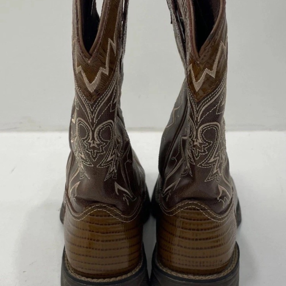 Durango Brown 10” western Boots with Bold Stitching - Picture 4 of 5